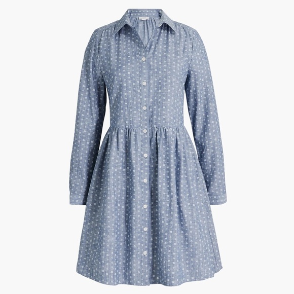J. Crew Factory Printed Collared Mini Shirtdress Size 6 Cotton Spring 23 - Picture 1 of 8
